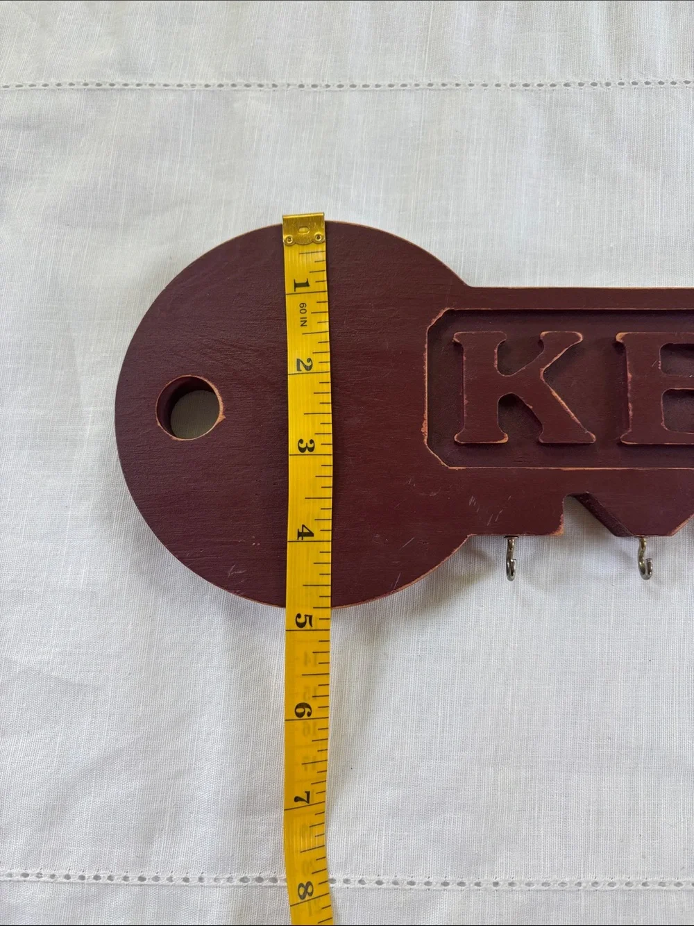 Vintage 1970s Wooden Wall Key Holder Burgundy